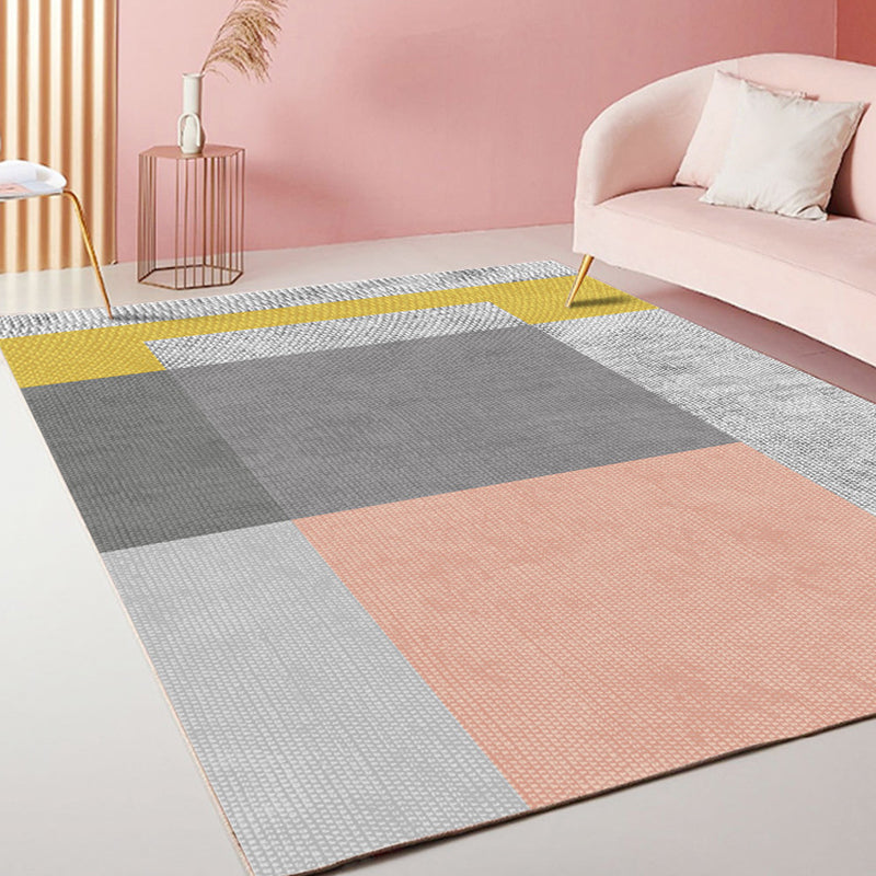 Casual Stripe Pattern Carpet Multicolor Modern Carpet Polyester Pet-Friendly Washable Non-Slip Carpet for the Living Room