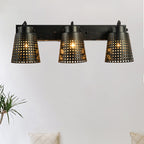 Steel Wall Lamp with Hollow Design Industry 1/2/3-Head Indoor Rotating Wall Lamp in Black