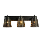 Steel Wall Lamp with Hollow Design Industry 1/2/3-Head Indoor Rotating Wall Lamp in Black