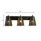 Steel Wall Lamp with Hollow Design Industry 1/2/3-Head Indoor Rotating Wall Lamp in Black