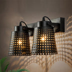 Steel Wall Lamp with Hollow Design Industry 1/2/3-Head Indoor Rotating Wall Lamp in Black