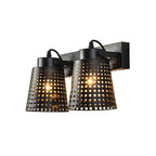 Steel Wall Lamp with Hollow Design Industry 1/2/3-Head Indoor Rotating Wall Lamp in Black