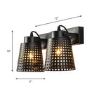 Steel Wall Lamp with Hollow Design Industry 1/2/3-Head Indoor Rotating Wall Lamp in Black