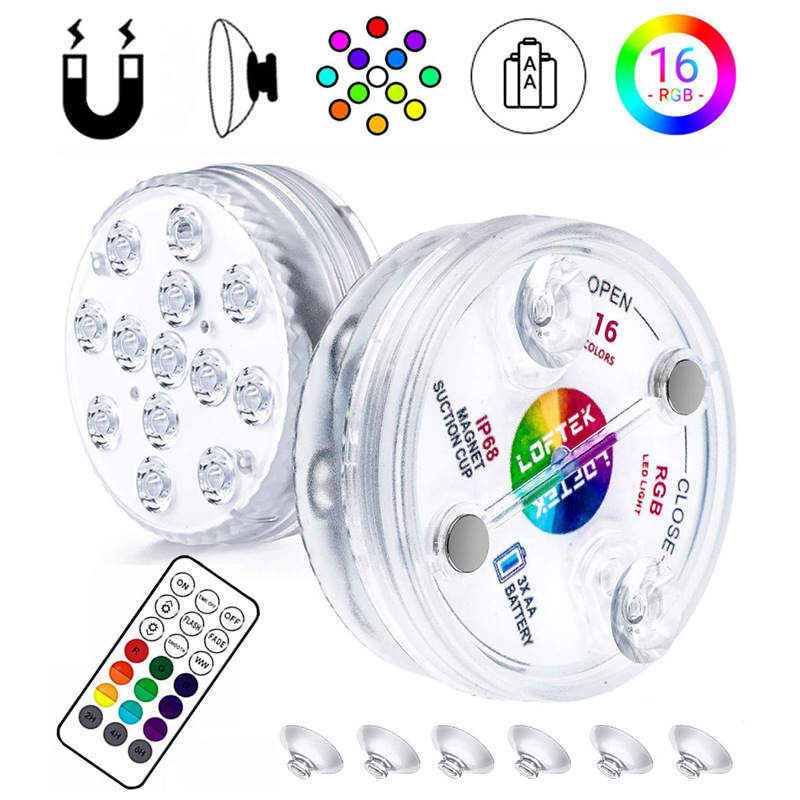 Underwater LED light with remote control – RGB multicolor pool lighting for bathrooms and ponds