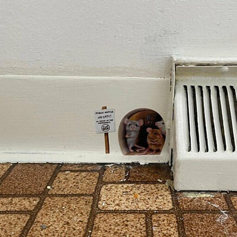 Realistic 3D Mouse Hole Wall Sticker