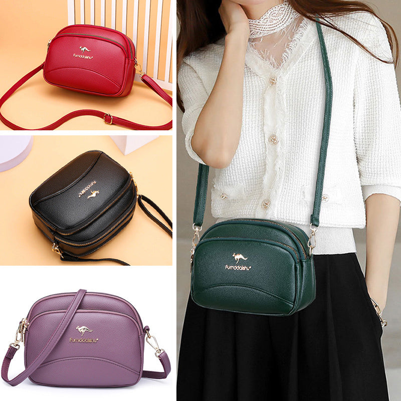 Soft Leather Multi-Pocket Shoulder Bag