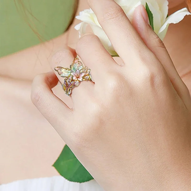 Butterfly flower ring