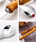Bamboo Handle Salad Serving Cutlery Kitchen Accessories