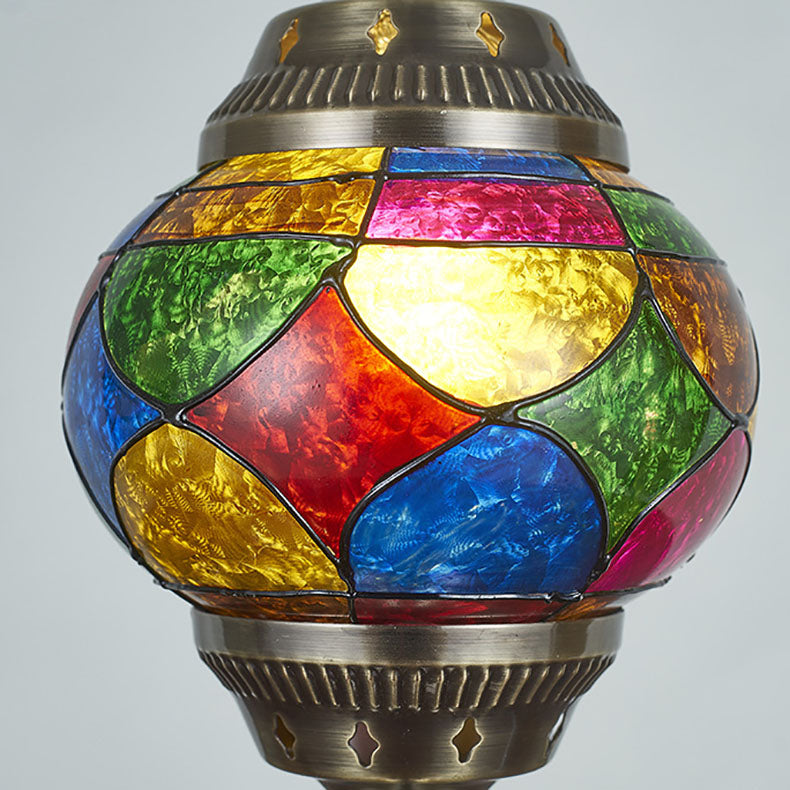 Traditional Tiffany romantic oval iron enameled 1-light table lamp for the bedroom