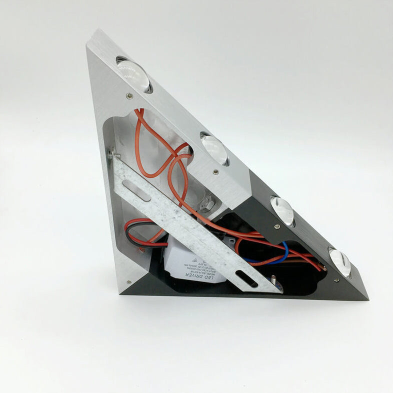 TriLumina Prism LED Wall Light | Creative Pyramid Design | Aluminum & Acrylic | Colored Light Options