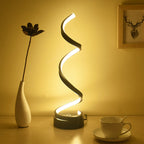 Spiral Ribbon Metal Table Lamp Simplicity Black/White/Gold LED Work Lighting with Round Base in Warm/White Light