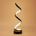 Spiral Ribbon Metal Table Lamp Simplicity Black/White/Gold LED Work Lighting with Round Base in Warm/White Light
