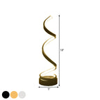 Spiral Ribbon Metal Table Lamp Simplicity Black/White/Gold LED Work Lighting with Round Base in Warm/White Light