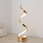 Spiral Ribbon Metal Table Lamp Simplicity Black/White/Gold LED Work Lighting with Round Base in Warm/White Light