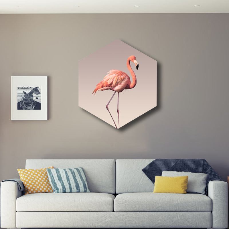 Flamingo Canvas Print Home Interior Photography Tropical Animal Wall Art in Pink, Layered