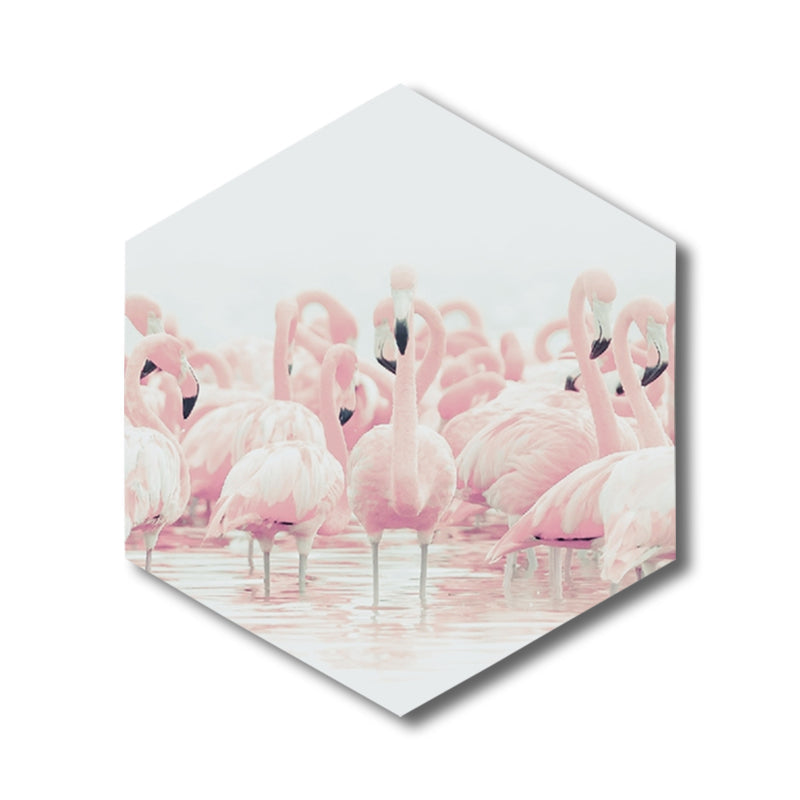 Flamingo Canvas Print Home Interior Photography Tropical Animal Wall Art in Pink, Layered