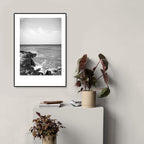 Tropical Rocky Bay Seascape Canvas Print Dark Color Texture Wall Art for the Living Room