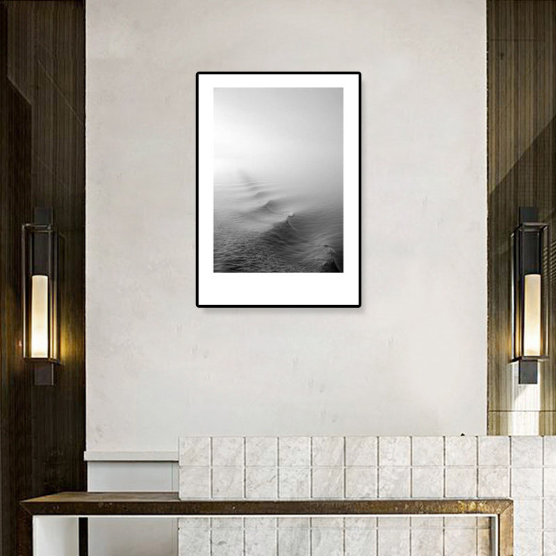 Tropical Rocky Bay Seascape Canvas Print Dark Color Texture Wall Art for the Living Room