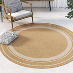 Rustic Solid Color Rug Brown Sisal Carpet Non-Slip Back Washable Pet-Friendly Area Rug for Home