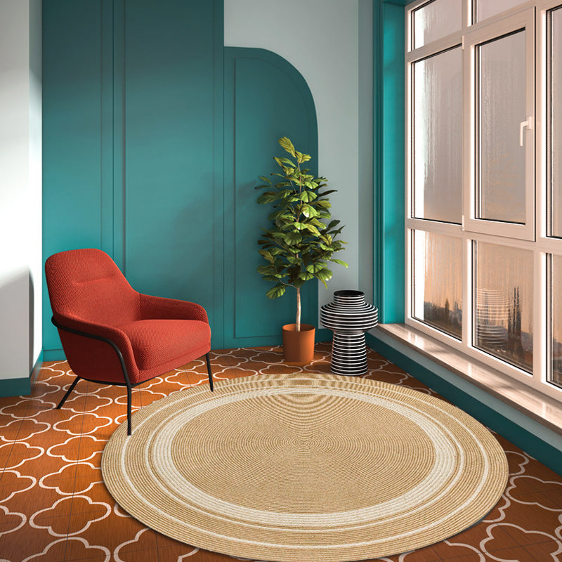 Rustic Solid Color Rug Brown Sisal Carpet Non-Slip Back Washable Pet-Friendly Area Rug for Home