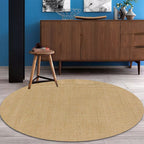 Brown Living Room Rug Rustic Solid Color Carpet Sisal Pet Friendly Non-Slip Washable Area Rug for Decoration