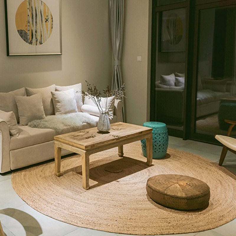 Brown simple rug jute rural rug washable non-slip pet-friendly rug for the living room