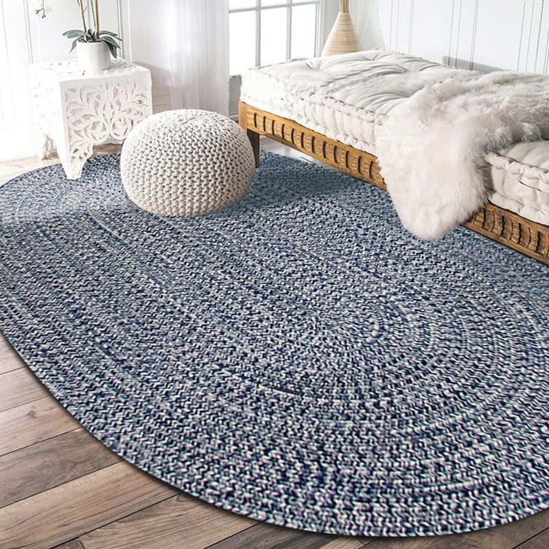 Country Solid Color Carpet Blue Polypropylene Carpet Non-Slip Back Washable Pet-Friendly Rug for Home