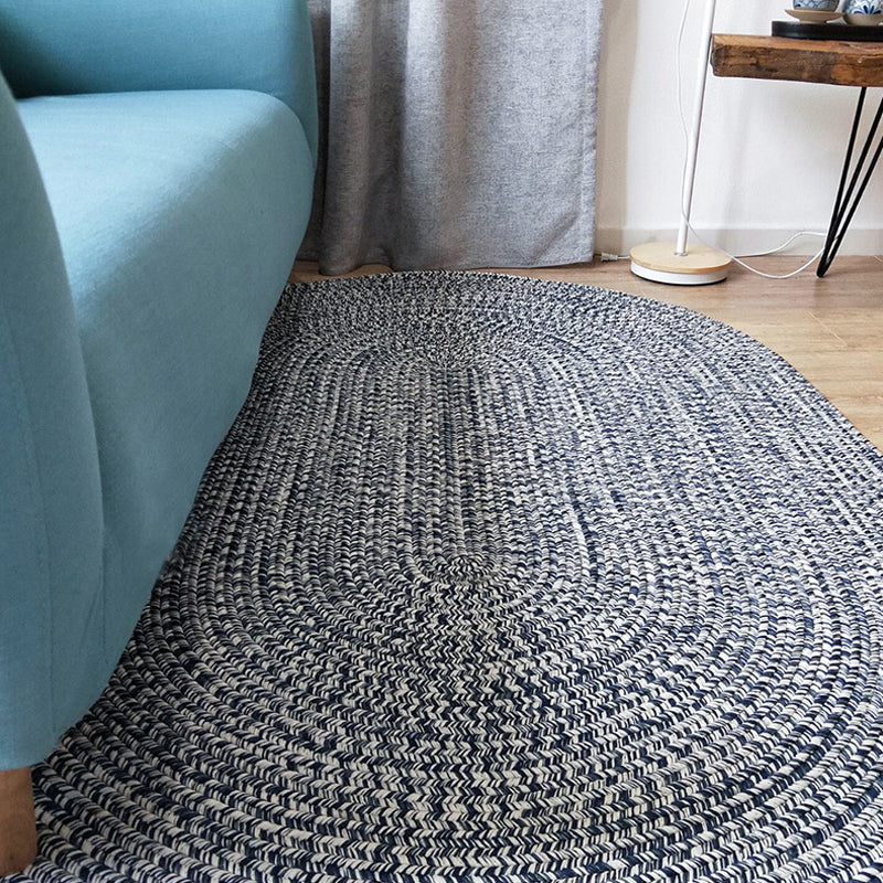 Country Solid Color Carpet Blue Polypropylene Carpet Non-Slip Back Washable Pet-Friendly Rug for Home