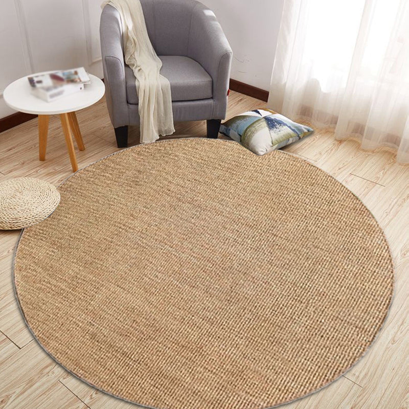 Brown Living Room Rug Rustic Solid Color Carpet Sisal Pet Friendly Non-Slip Washable Area Rug for Decoration