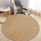 Brown Living Room Rug Rustic Solid Color Carpet Sisal Pet Friendly Non-Slip Washable Area Rug for Decoration