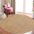 Brown Living Room Rug Rustic Solid Color Carpet Sisal Pet Friendly Non-Slip Washable Area Rug for Decoration