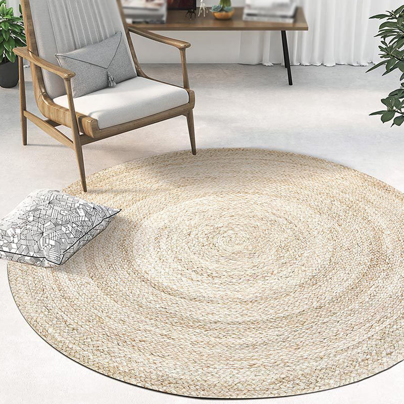 Beige Simple Rug Jute Rustic Rug Washable Non-Slip Pet-Friendly Rug for the Living Room