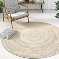 Beige Simple Rug Jute Rustic Rug Washable Non-Slip Pet-Friendly Rug for the Living Room