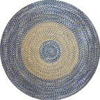 Country Circle Pattern Rug Blue and Brown Sisal Rug Non-Slip Back Washable Pet-Friendly Carpet for Home
