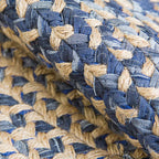 Country Circle Pattern Rug Blue and Brown Sisal Rug Non-Slip Back Washable Pet-Friendly Carpet for Home