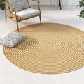 Country Circle Pattern Rug Brown Sisal Carpet Non-Slip Back Washable Pet-Friendly Carpet for Home