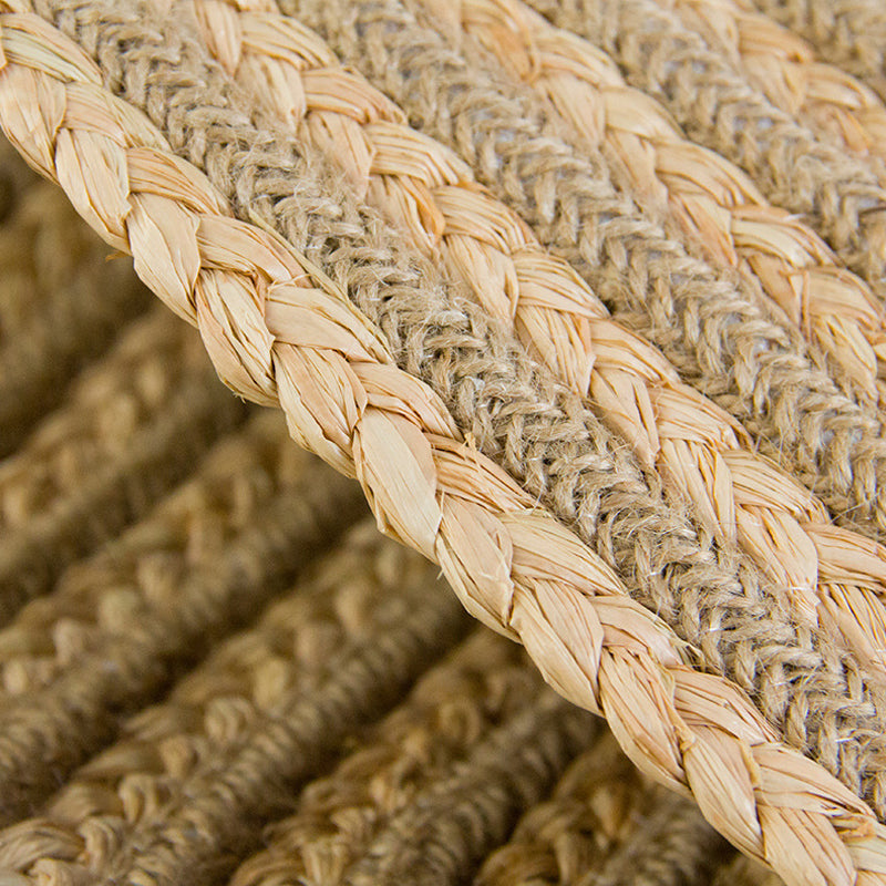 Country Circle Pattern Rug Brown Sisal Carpet Non-Slip Back Washable Pet-Friendly Carpet for Home