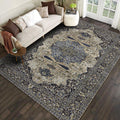 Shabby Chic Floral Pattern Rug Multi-Color Polyester Rug Non-Slip Back Washable Pet-Friendly Flooring for Home
