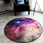 Black Galaxy Pattern Rug Polyester Novelty Rug Washable Non-Slip Pet Friendly Area Rug for Bedroom