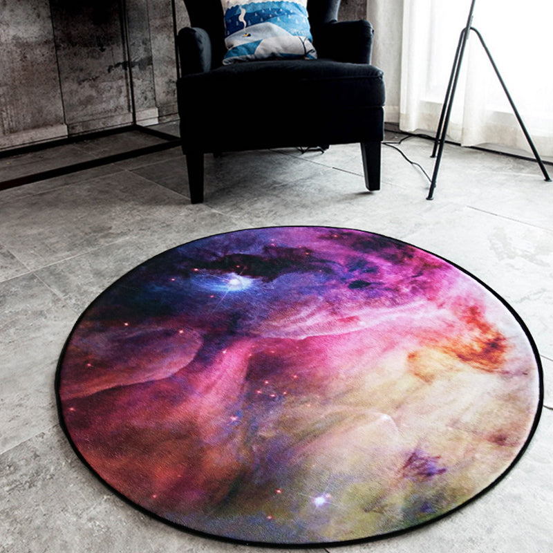 Black Galaxy Pattern Rug Polyester Novelty Rug Washable Non-Slip Pet Friendly Area Rug for Bedroom