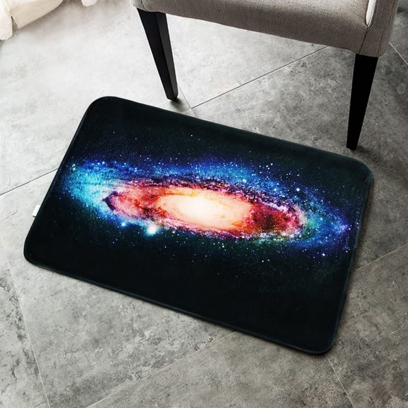 Creative Blue Contemporary Carpet Polyester Galaxy Pattern Carpet Washable Pet-Friendly Anti-Slip Rug for Children's Room
