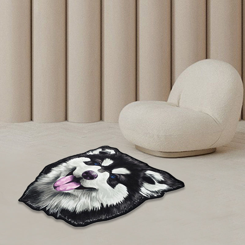 Creative Brown Contemporary Carpet Polyester Dog Pattern Rug Washable Pet Friendly Non-Slip Carpet for Kids Room