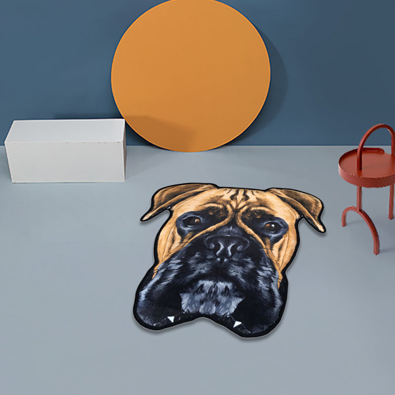 Creative Brown Contemporary Carpet Polyester Dog Pattern Rug Washable Pet Friendly Non-Slip Carpet for Kids Room
