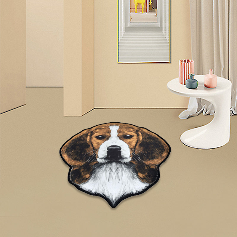 Creative Brown Contemporary Carpet Polyester Dog Pattern Rug Washable Pet Friendly Non-Slip Carpet for Kids Room