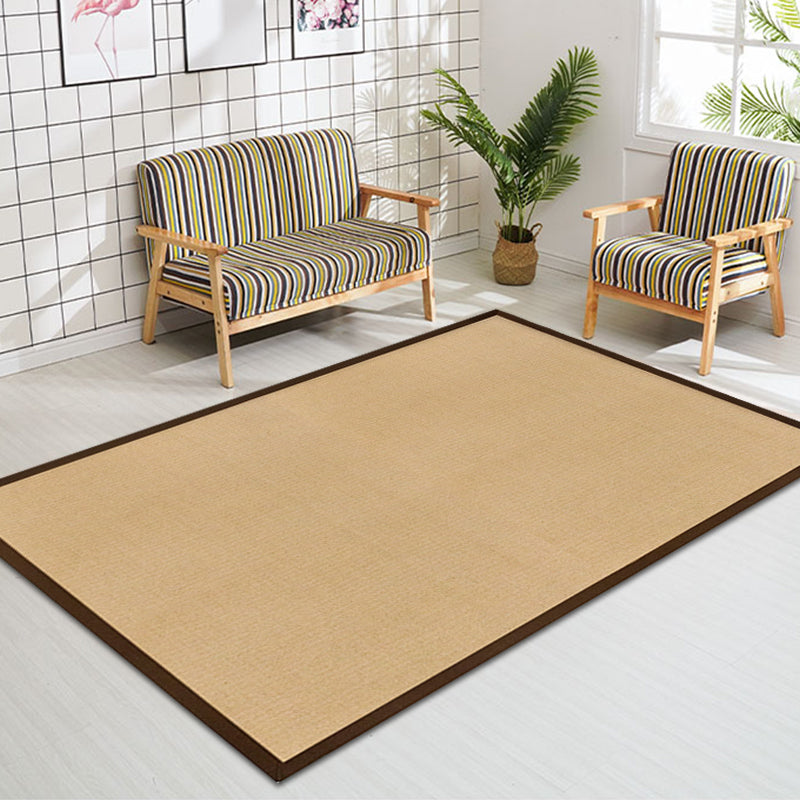 Brown Solid Rug Jute Rustic Rug Washable Non-Slip Pet-Friendly Area Rug for the Living Room
