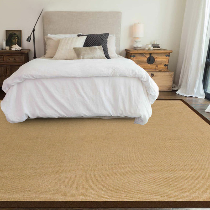 Brown Solid Rug Jute Rustic Rug Washable Non-Slip Pet-Friendly Area Rug for the Living Room
