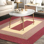 Unique Rustic Floor Mat Cotton Geometric Pattern Rug Washable Pet Friendly Non-Slip Carpet for Living Room