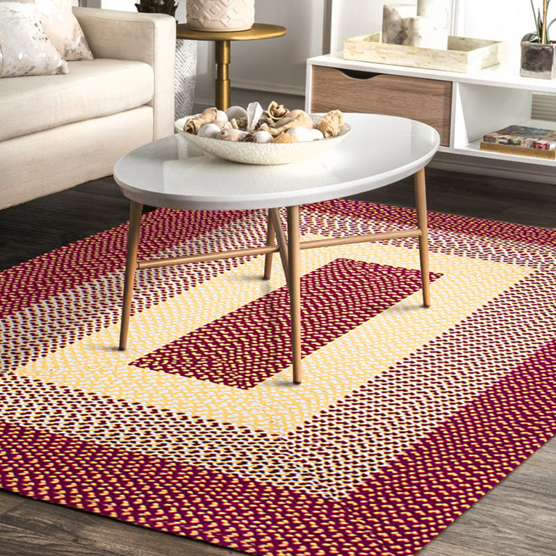Unique Rustic Floor Mat Cotton Geometric Pattern Rug Washable Pet Friendly Non-Slip Carpet for Living Room