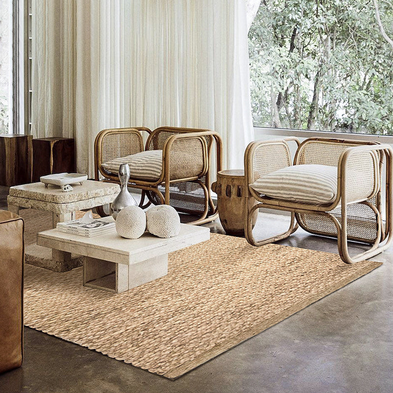 Brown simple rug jute rural rug washable non-slip pet-friendly rug for the living room