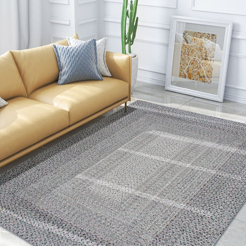 Country Geometric Pattern Area Rug Gray and Black Polypropylene Rug Non-Slip Backing Washable Pet-Friendly Carpet for Home